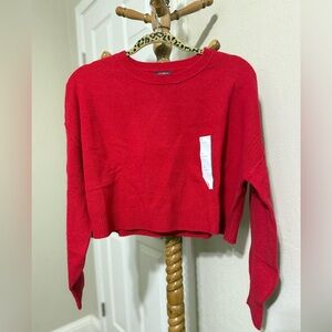 NWT Wild Fable Red Cropped Crewneck Sweater Size M
